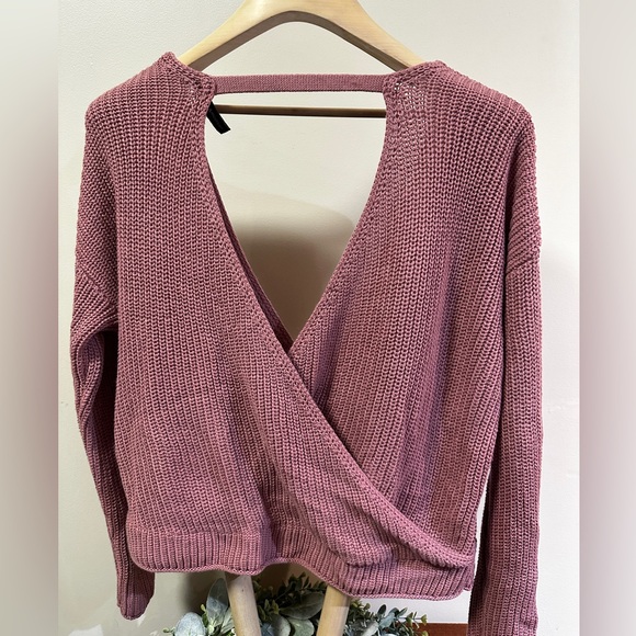 Moon and Madison Mauve Open Back Knit Sweater Women’s XL - Picture 2 of 5